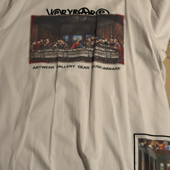 White Graphic Tee LAST SUPPER “COVID “ART WEAR - Picture 2 of 4
